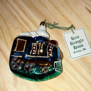Kris Kringle Haus Hand Blown Glass Festive Choo Choo Train Ornament New